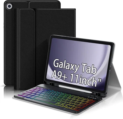 Vista 10 de Funda de teclado retroiluminada para Samsung Galaxy Tab A7 Lite de 8.7 pulgadas 2021, para A7 Lite SM-T220/T225/T227, funda de teclado Bluetooth