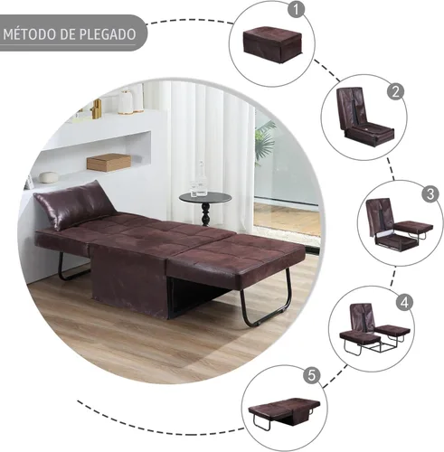 Vista 5 de BIGSYY Sofá Cama, 4 en 1 Otomana Plegable Multifunción de Lino Transpirable Cama Sofá con Respaldo Ajustable Silla Convertible Moderna para Sala