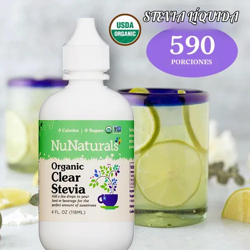 Vista 5 de NuNaturals Edulcorante líquido orgánico de estevia, transparente, sin sabor, plástico, 4 onzas