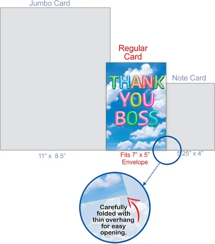 Vista 8 de The Best Card Company Boss Thank You - Tarjeta de felicitación con sobre de 5 x 7 pulgadas, 1 tarjeta, (no 3D o elevado) mensajes inflados