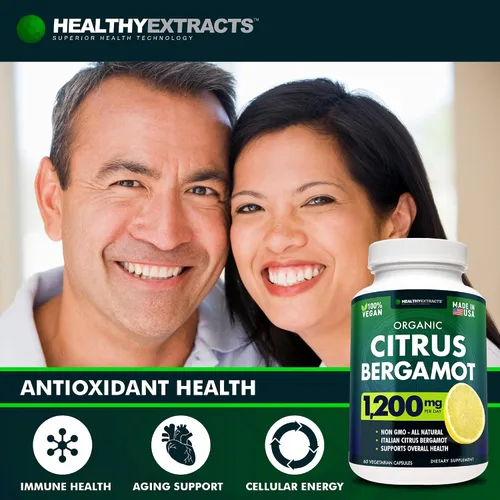 Vista 3 de Suplemento de bergamota cítrica – Extracto 150:1, 1200 mg por porción, 70% polifenoles, de origen italiano, 60 unidades, suministro de 1 mes
