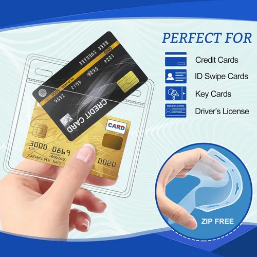 Vista 4 de 100 protectores de tarjeta de identificación con nombre y tarjetero de 4 x