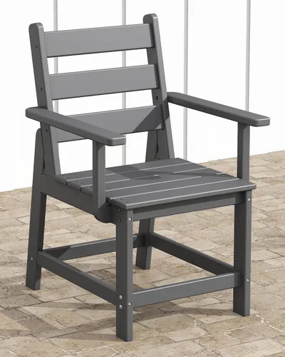 Vista 18 de GREENVINES Silla de comedor al aire libre HDPE, sillas sin brazos, negro
