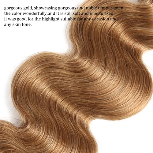 Vista 7 de X-TRESS Paquetes de cabello humano ondulado 10A, rubio miel, extensiones de cabello Remy ondulado, extensiones de cabello Remy de tejido rápido