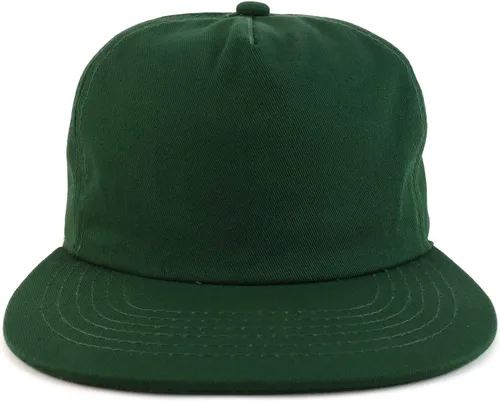Vista 2 de Trendy Apparel Shop Gorra de béisbol plana sin estructurar llana del Snapback de 5 paneles Hunter