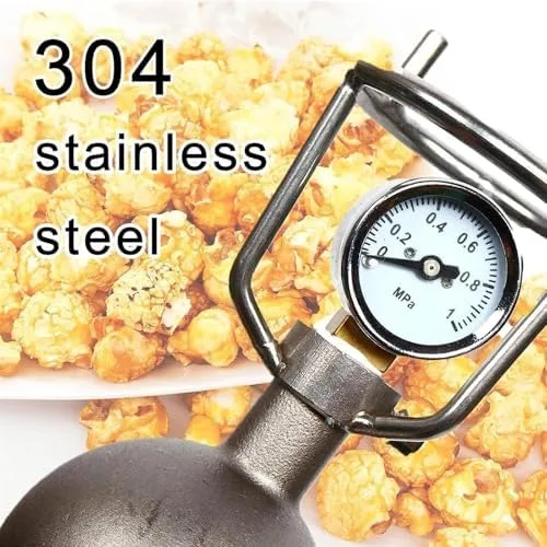 Vista 8 de Máquina de palomitas de maíz vintage, popper retro de acero inoxidable de 17.6 fl oz con válvula de seguridad, perfecta para fiestas en casa, noches
