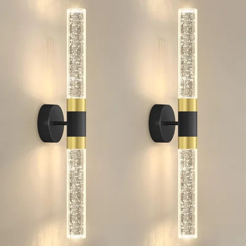 Vista 10 de Apliques de Pared Negros LED Apliques Modernos Iluminación de Pared para Comedor 10W 3000K Luces de Pared LED de Cristal Cableadas Luminarias