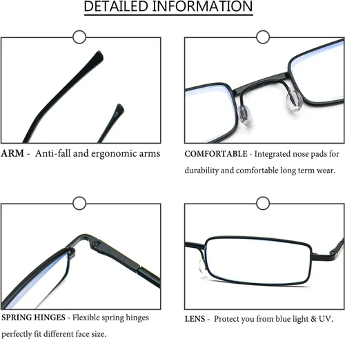 Vista 6 de REAVEE Paquete de 5 lentes de lectura portátiles delgados para hombres y mujeres, bloqueo de luz azul para computadora con bolsillo pequeño, estuche