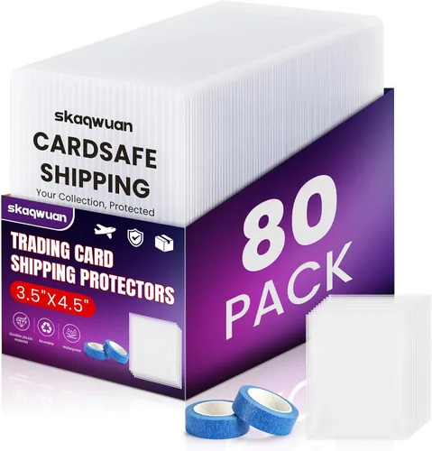 Vista 9 de Paquete de 200 suministros de envío de tarjetas coleccionables de 3.5 x 4.5 pulgadas, protectores de envío de tarjetas con fundas suaves y cinta