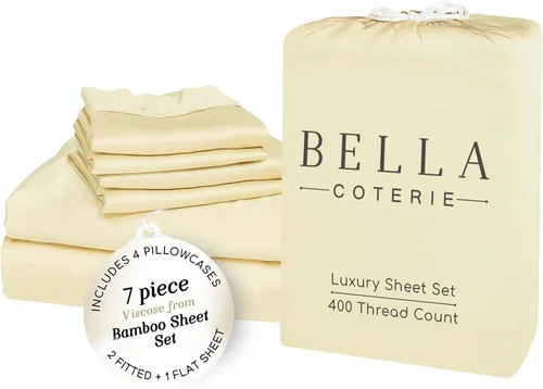 Vista 30 de Bella Coterie - Juego de sábanas tamaño individual, viscosa de bambú, de cultivo orgánico, ultrasuaves, refrescantes para calurosos, esquinas tipo