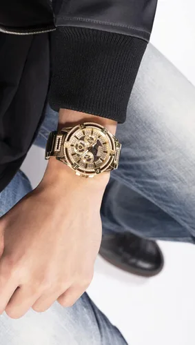 Vista 6 de GUESS US - Reloj de corte con diamantes de imitación plateados para hombre, plateado