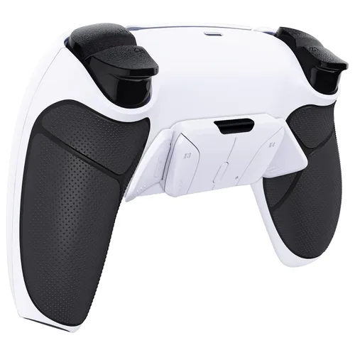 Vista 8 de eXtremeRate Black Rubberized Grip Programable RISE4 Remap Kit for PS5 Controller BDM-030 040, Upgrade Board & Redesigned White Back Shell & 4 Back