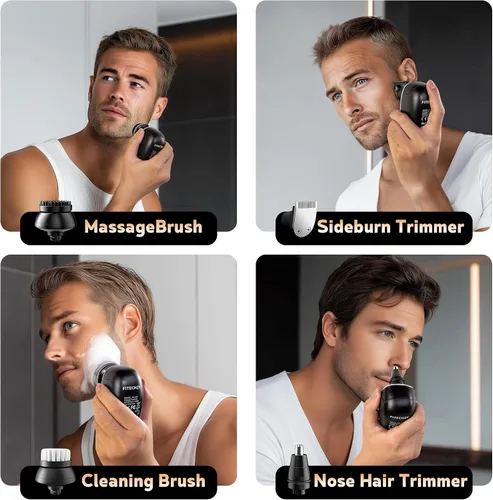 Vista 7 de Maquinilla de afeitar eléctrica para hombres, afeitadoras de cabeza para hombres calvos, maquinillas de afeitar eléctricas 5 en 1 con afeitadora