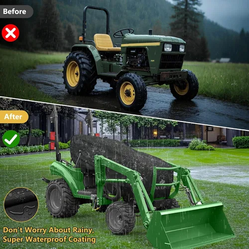 Vista 5 de AKEfit Cubierta de Tractor, Cubiertas de Tractor Impermeables de Servicio Pesado, 420D Oxford Impermeable, A Prueba de Polvo, Protección UV Cubierta