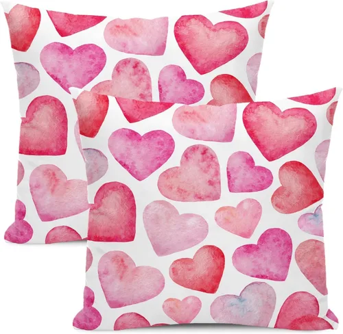 Vista 12 de Fundas de almohada para el Día de San Valentín de 16x16 pulgadas, juego de 2, rosas, corazones de amor, fundas para almohadas de San Valentín