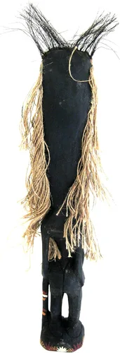 Vista 4 de OMA Figuras de masai de madera tallada en madera de Tiki God de la buena suerte, polinesio, marca de gran