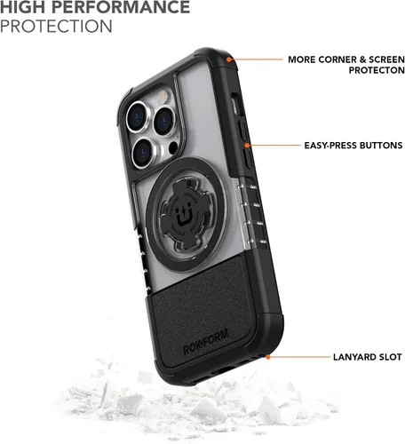 Vista 3 de Rokform - Funda de cristal compatible con iPhone 14 Pro con doble imán y MagSafe + kit de 2 protectores de pantalla (transparente)