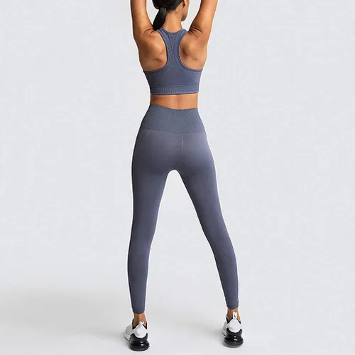 Vista 4 de Conjunto de dos piezas de entrenamiento para mujer Camiseta de manga corta pantalones deportivos Yoga entrenamiento Jogging Outfits Set NIBBER