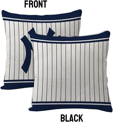 Vista 2 de 2 fundas de almohada estilo béisbol de 18 x 18 pulgadas, material de lino, decoración para el sofá del hogar de Nueva York