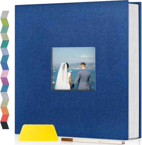 Vista 15 de popotop Álbum de fotos autoadhesivo con ventana de visualización de imágenes, kit de suministros de bricolaje para álbum de recortes de 40 páginas