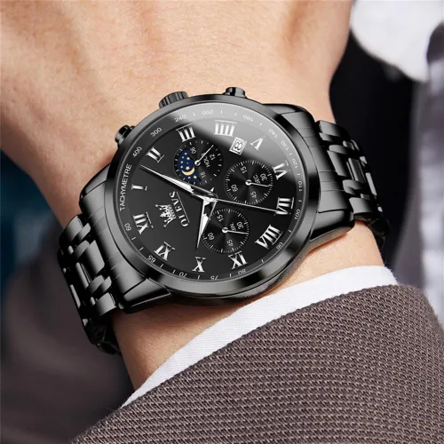 Vista 7 de OLEVS Mens Watches Luxury Big Face Waterproof Stainless Steel Analog Quartz Multifunctional Luminous Date Two Tone Fashion Dress Wrist Watches for