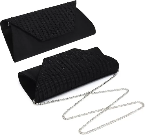 Vista 2 de Glitter Rhinestone Evening Clutch Bag Wedding Party Cocktail Prom Formal Purse in Gift Box Negro