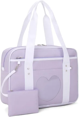 Vista 7 de Bolso japonés con ventana en forma de corazón versátil como bolso de hombro para computadora portátil