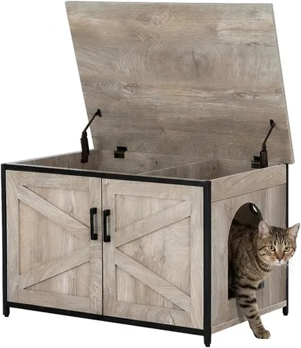Vista 15 de unipaws Caja de arena para gatos extra grande para cajas de arena automáticas y autolimpiantes, armario alto con estación de carga, casa oculta