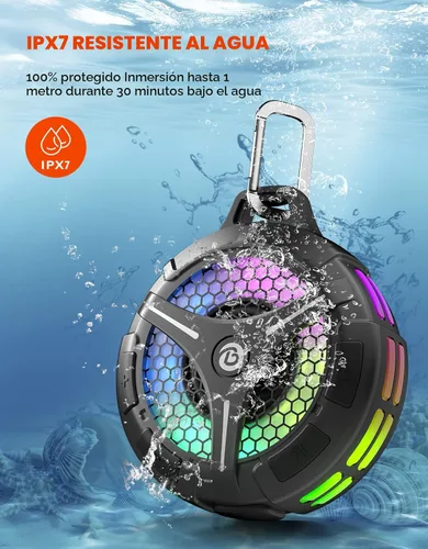 Vista 5 de Altavoz de ducha Bluetooth impermeable, ventosa, pequeños altavoces inalámbricos portátiles IPX7 impermeables para exteriores, sonido estéreo