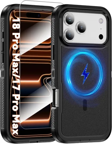 Vista 11 de Funda magnética para iPhone 13/iPhone 14 [compatible con Magsafe] [protector de pantalla de vidrio] [protección de grado militar de doble capa] Negro