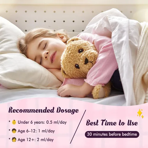 Vista 5 de Gotas Líquidas de Glicinato de Magnesio para Niños – Glicinato de Magnesio con L-teanina para Apoyo al Sueño y la Calma – Sin Melatonina, Sin