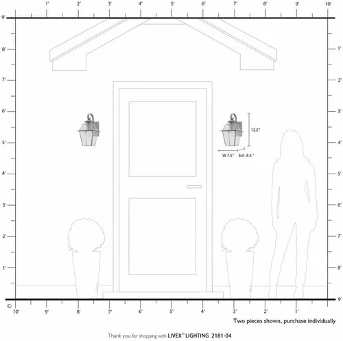 Vista 4 de Livex Lighting 2181-04 Westover - Farol de pared de latón macizo con acabado negro y cristal biselado transparente, 12 x 8 x 14 pulgadas