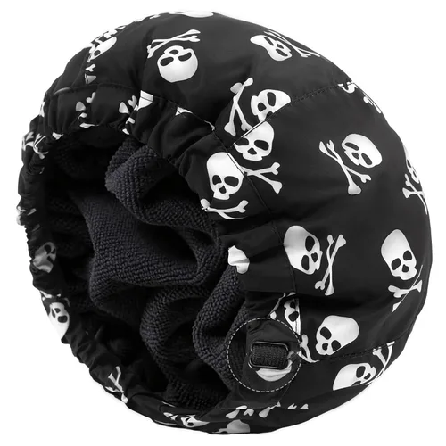 Vista 11 de Gorro de ducha para hombre, gorro de baño negro, reversible, con forro de rizo, grande, impermeable, ajustable, banda elástica, dobladillo elástico