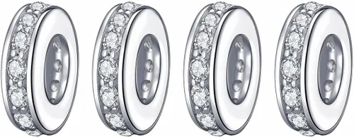 Vista 52 de 925 plata esterlina espaciador encanto grano con CZ transparente para pulseras Pandora Charms