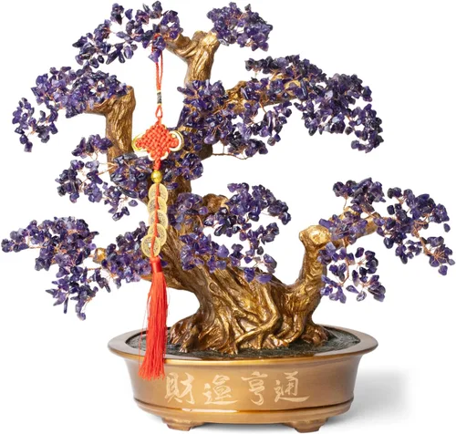 Vista 9 de Árbol de Amatista Natural Grande, Árbol Bonsái de Cristal de Amatista de 14 Pulgadas (Cuenta de 1251 Piedras Preciosas) Árbol de Chakra