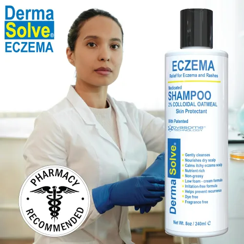 Vista 4 de Dermasolve Champú para aliviar el eccema – Terapia libre de cuero cabelludo y caspa que protege, hidrata y repara la piel para niños y adultos, sin