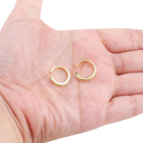 Vista 6 de Milacolato Pendientes de aro pequeños de plata de ley 925 con circonita cúbica para mujer, aretes sin perforación