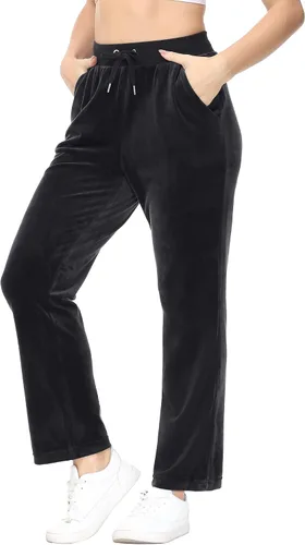 Vista 2 de TACVASEN Pantalones deportivos casuales para mujer, pantalones deportivos de terciopelo de vellón para correr, entrenamiento, descanso, pantalones