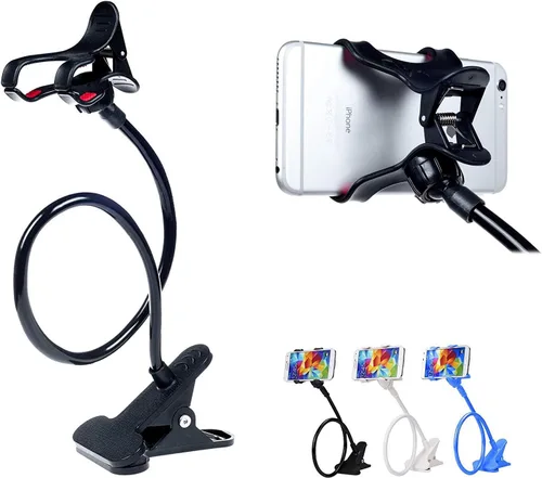 Vista 4 de ITART Plástico Flexible Brazos Largo Cuello De Cisne Clip Abrazadera Soporte Universal Teléfono Celular Titular - Negro