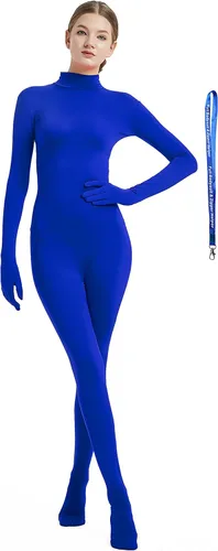Vista 24 de Overol completo Full Bodysuit para mujer, con cremallera, sin capucha, de licra Spandex, para disfraz Zentai Negro