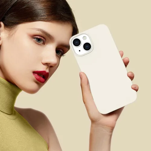 Vista 3 de DOMAVER Funda de silicona líquida para iPhone 14 para mujeres y hombres, cojín de forro de microfibra de goma, funda suave a prueba de golpes
