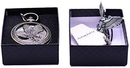 Vista 5 de Udaney Eagle - Reloj de bolsillo de regalo con cadena de cuarzo vintage Half Hunter American 2022 Fashion, bronce, Eagle