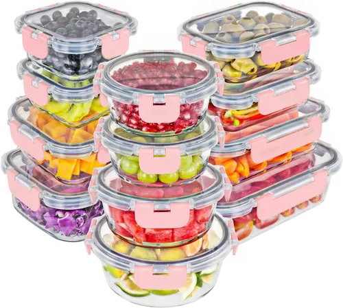 Vista 9 de Recipientes de vidrio de borosilicato premium de Magic Mill con tapas Juego de 24 piezas con 12 tazones y 12 tapas herméticas con cierre para Negro