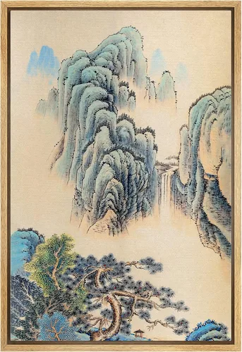 Vista 16 de NWT Impresión en lienzo enmarcado para pared, acuarela, grullas, pájaros volando, naturaleza salvaje, ilustraciones de arte moderno decorativo