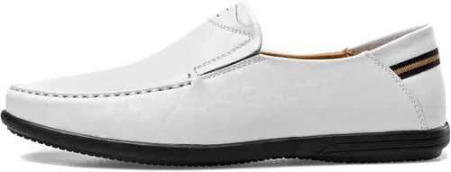 Vista 6 de Mocasines de cuero genuino de primera calidad para hombre, zapatos casuales sin cordones para conducir, mocasines para hombre, ligeros