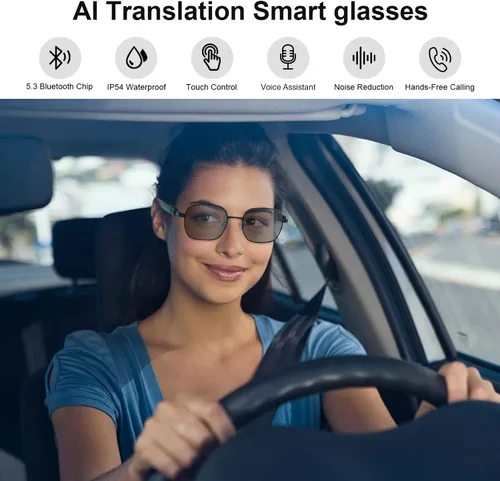 Vista 2 de Lentes inteligentes AI, impulsados por GPT, admiten traducción de más de 165 idiomas, traductor multifuncional, reducción de ruido y lentes