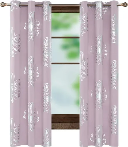 Vista 11 de Deconovo - Cortinas opacas para dormitorio y sala de estar, con aislamiento térmico, cortinas oscuras para habitación, geométricas, con ojales