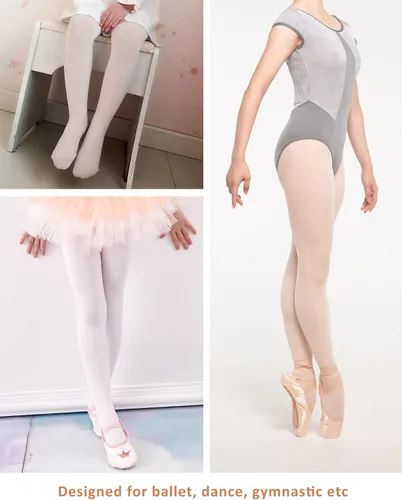 Vista 6 de MdnMd Girls' Women's Ballet Tights Ultra Soft Convertible Dance Leggings Transition Tights for Toddler Kids Adult