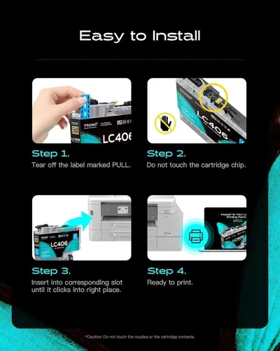 Vista 4 de iNKPAD Cartuchos de tinta compatibles LC406 para Brother LC-406 LC406XL compatibles con impresoras MFC-J4335DW J5855DW J6555DW J4535DW MFC-J6955DW