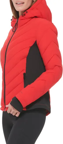 Vista 2 de Calvin Klein Women's Scuba Side Panel and Sleeve Detail Adjustable Hood Zip Pocketspuffer